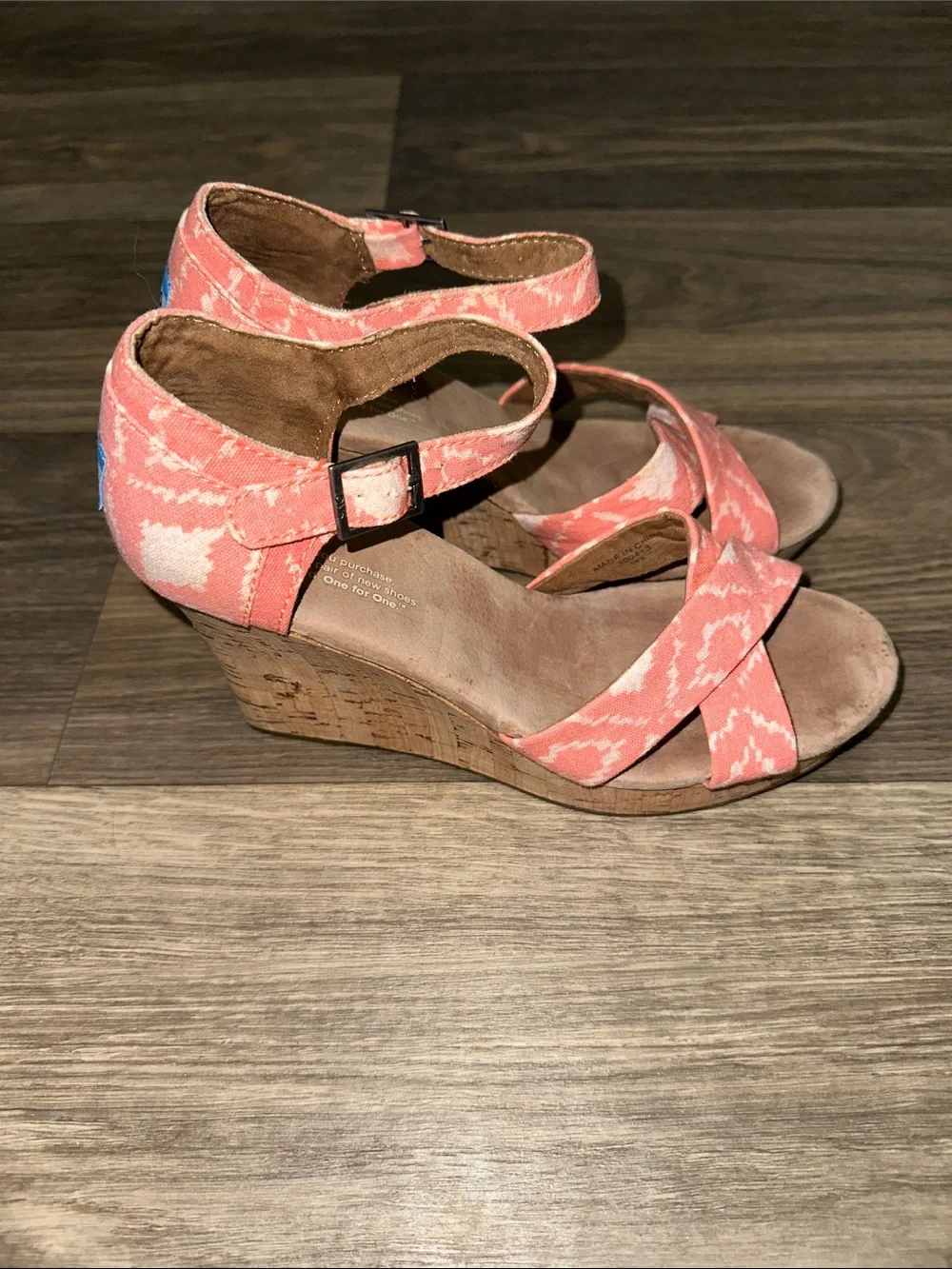 TOMS Coral Ikat Cork Wedges